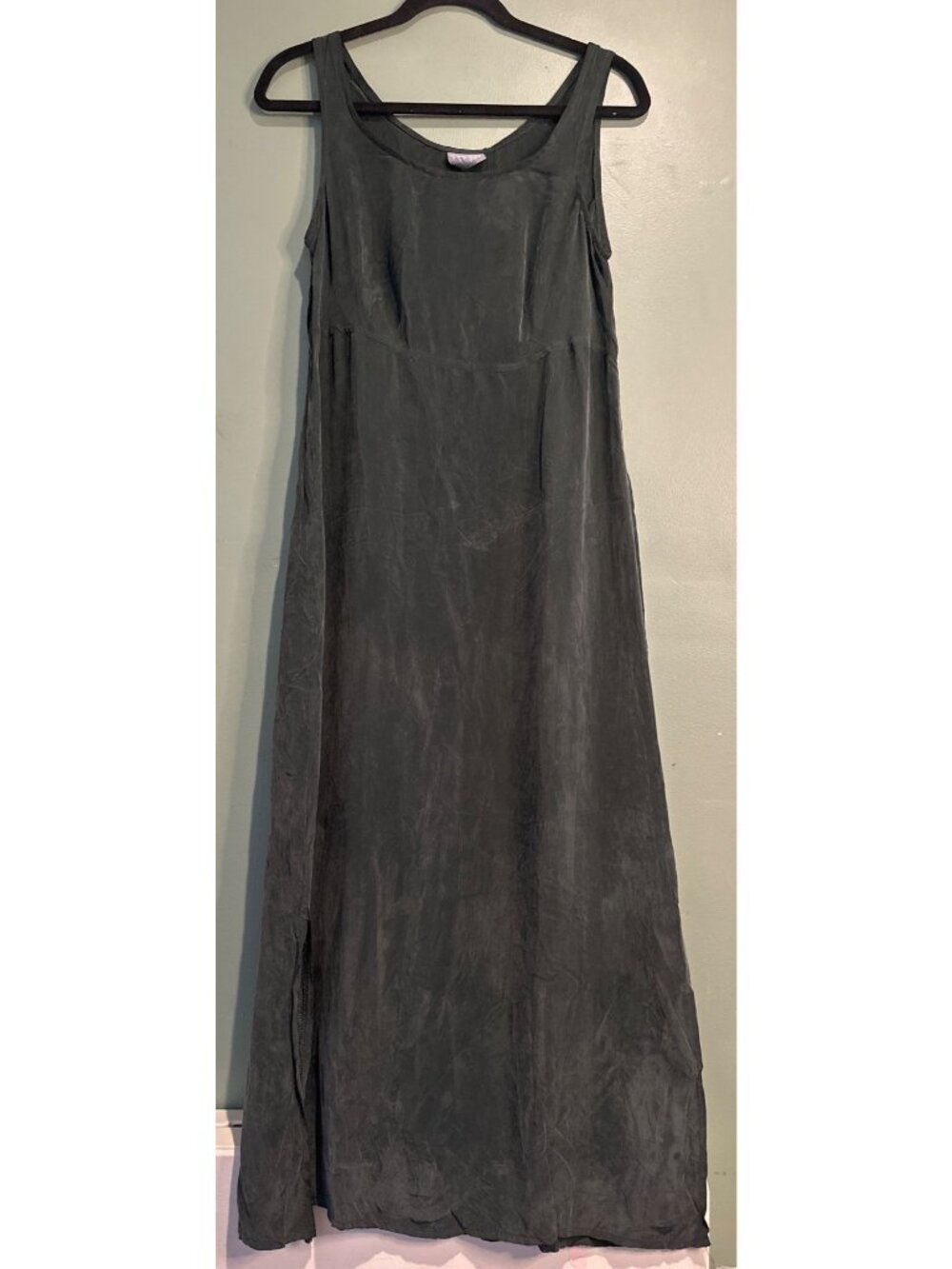 Rabbit Rabbit Designs Maxi Dress Women M Green Sleeveless Faux Suede Lagenlook